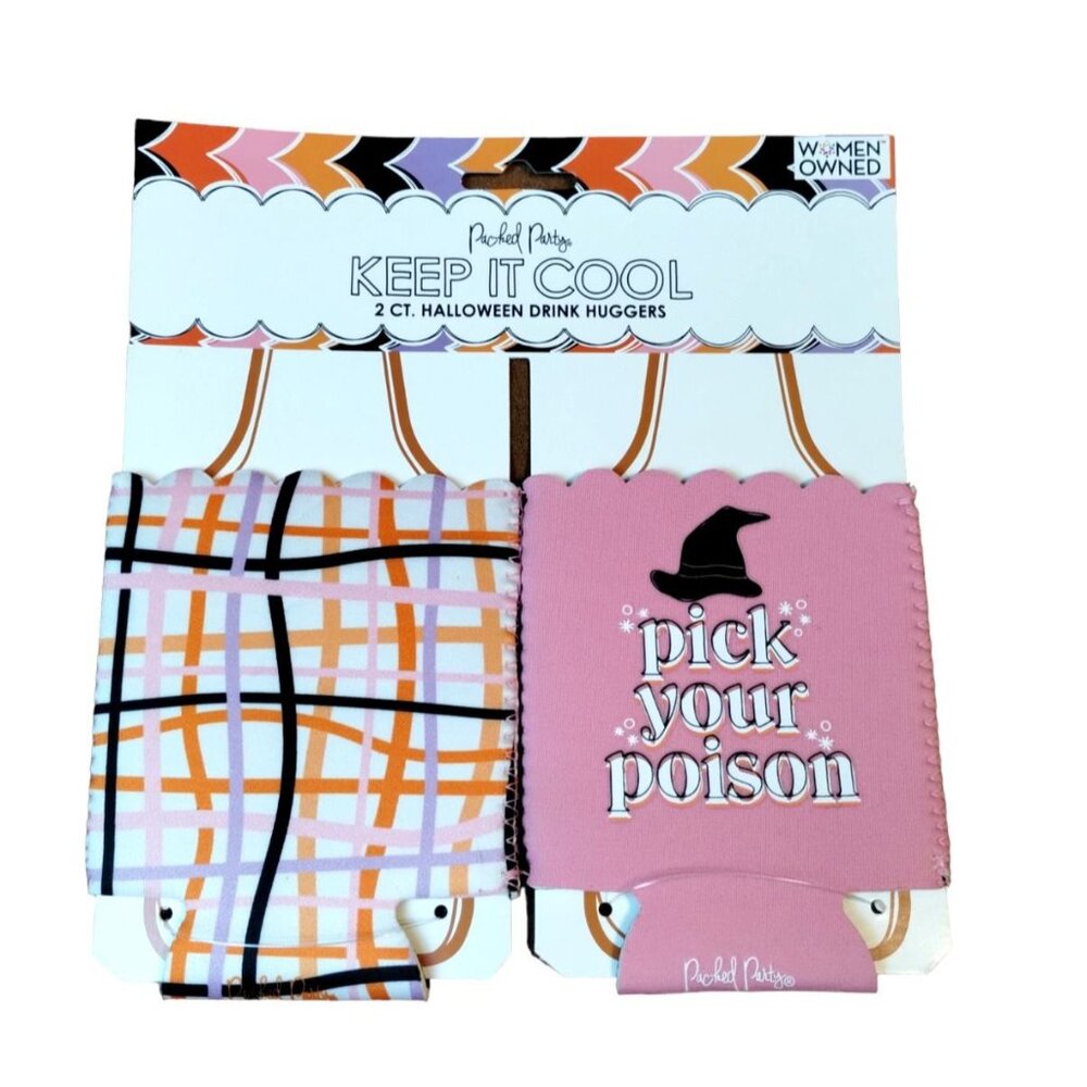 Packed Party Keep It Cool 2 Pack Halloween Drink Huggers "Pick Your Poison" New